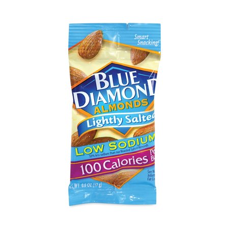 BLUE DIAMOND Low Sodium Lightly Salted Almonds, 15 oz Bag, PK42, 42PK 5466